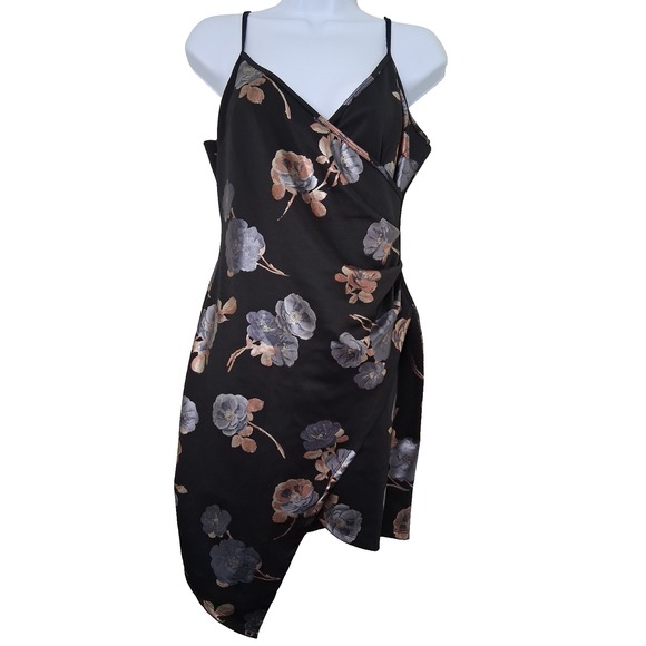 Y2K Almost Famous Metallic Floral Print Mini Dress Size Large Whimsigoth Grunge - Picture 1 of 11